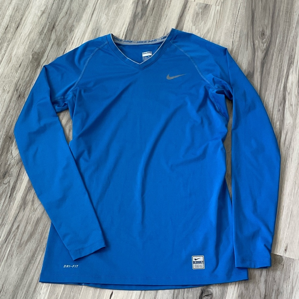 Nike Royal Blue Long Sleeve Performance Top dry fit size M